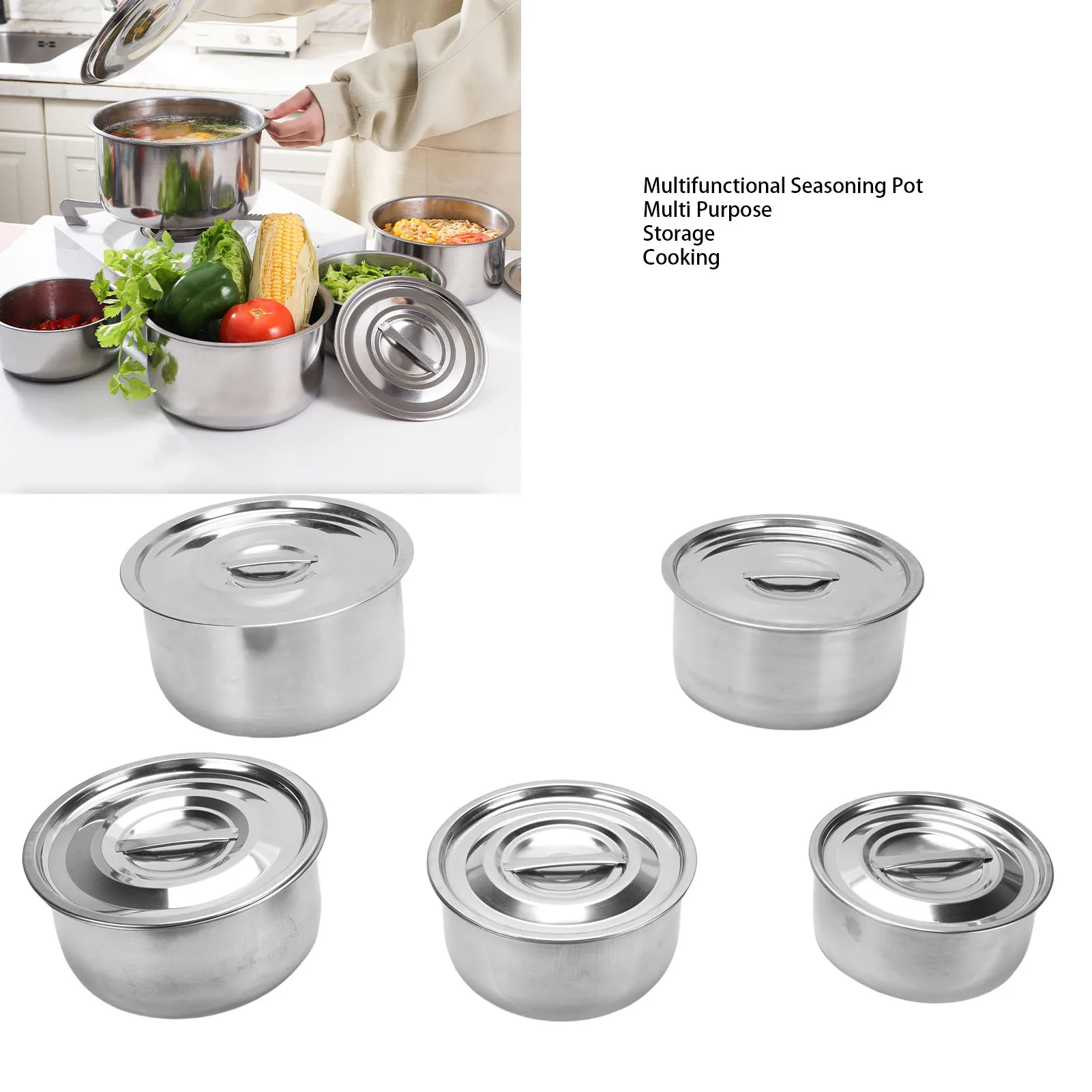 Juego de Ollas de Acero Inoxidable Tri-Ply con Tapas de Vidrio para Todo Tipo de Cocinas, Sopas, Guisos y Comidas Diarias