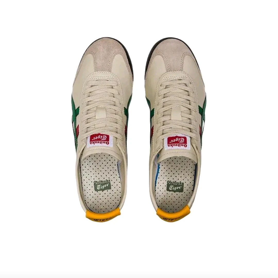 أحذية Onitsuka Tiger MEXICO 66 للرجال والنساء للتزلج، طراز قديم، أحذية رياضية متينة، بيج/أخضر #3