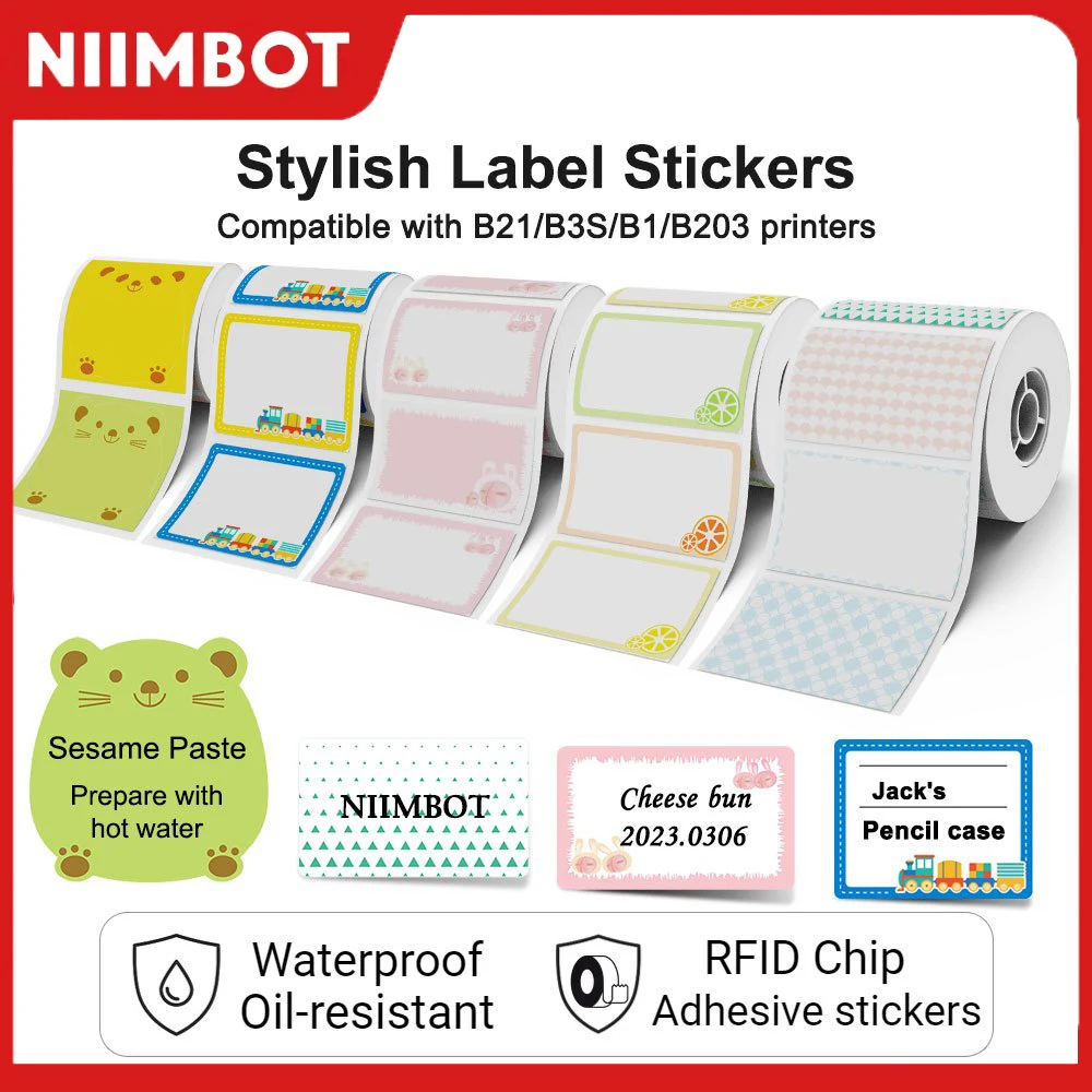 Niimbot Cartoon Pattern For B1/B21/B203/B3S Smart Portable Label Printer Thermal Label Paper Waterproof Stickers Fast Printing