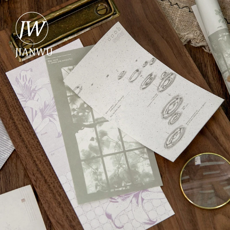 JIANWU Virtual Reality Love Series Vintage Flower Shadow Landscape Material Collage Memo Pad Creative Junk Journal Stationery