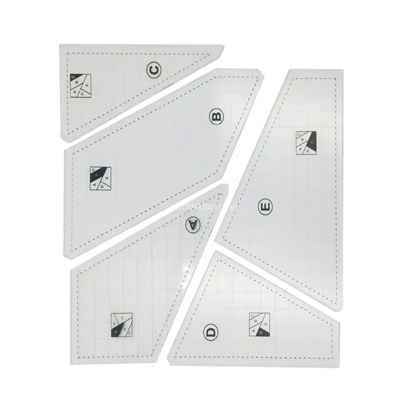 Pack of 5 Quilting Sewing Template Ruler Set Acrylic Patchwork Rulers Dropship