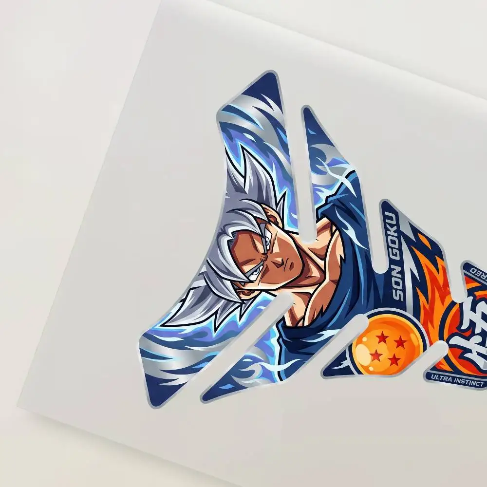 Anime Son Goku Ultimate Instinct  Flat Fishbone Decal Waterproof Motorcycle Gas Tank Sticker Vinyl Graphics Decor Accessories view 4