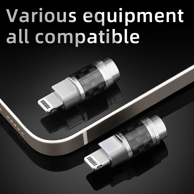 ATAUDIO HiFi Lightning Connector Spina in rame puro di fascia alta con anello esterno in fibra di carbonio per cavo audio per auricolari fai-da-te