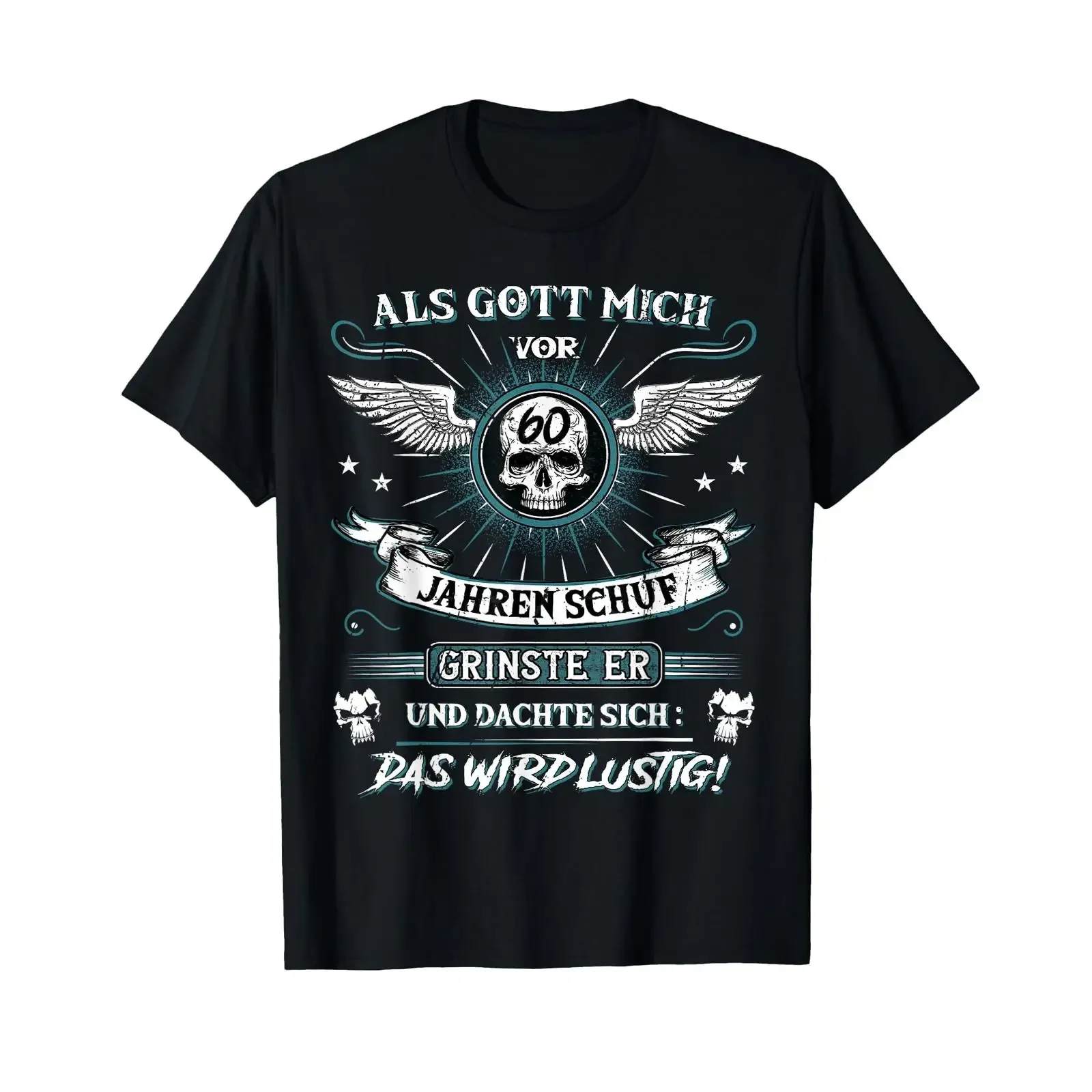 When God created me 60 years ago he grinned 60th birthday T shirt vintage Washed homme Comfortable Stylish Versatile Stretched