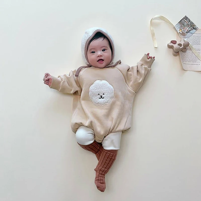 MILANCEL Spring Baby Clothing Infant Girls Long Sleeved Bodysuit WIth Hat Toddler Boys One Piece