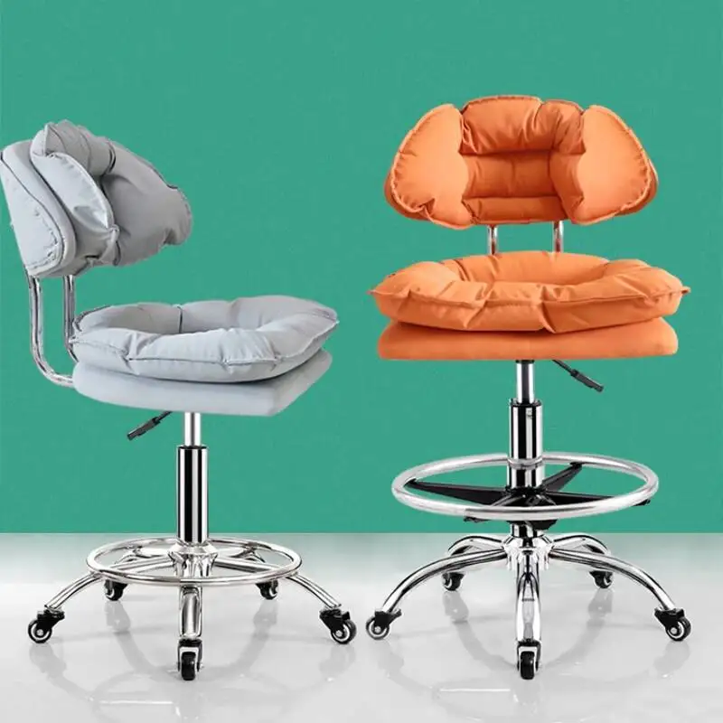 Chair Elevating Barber Stool Pedicure Rotating Learning Chair Office Computer Desk for Hair Stylist Taburete Salon Furniture AA