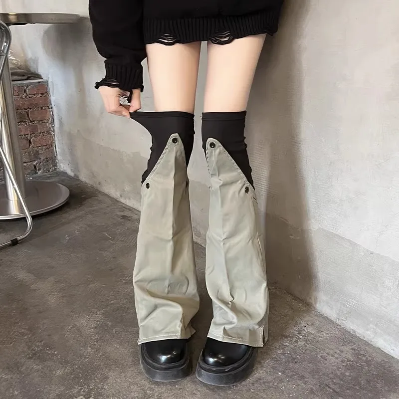 女性のニットワイドレッグアンクルニースリーブソックスコントラストカラーオーバーニーガールズファッション機能性レギンスレッグウォーマー-r1019