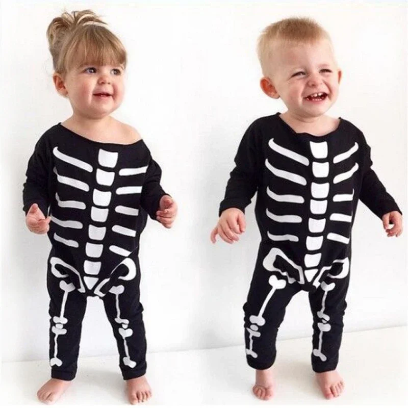 

Halloween Baby Boys Girls Skull Rompers Home Party Cosplay Jumpsuits for Newborn Toddlers Halloween Cotton Soft Clothes