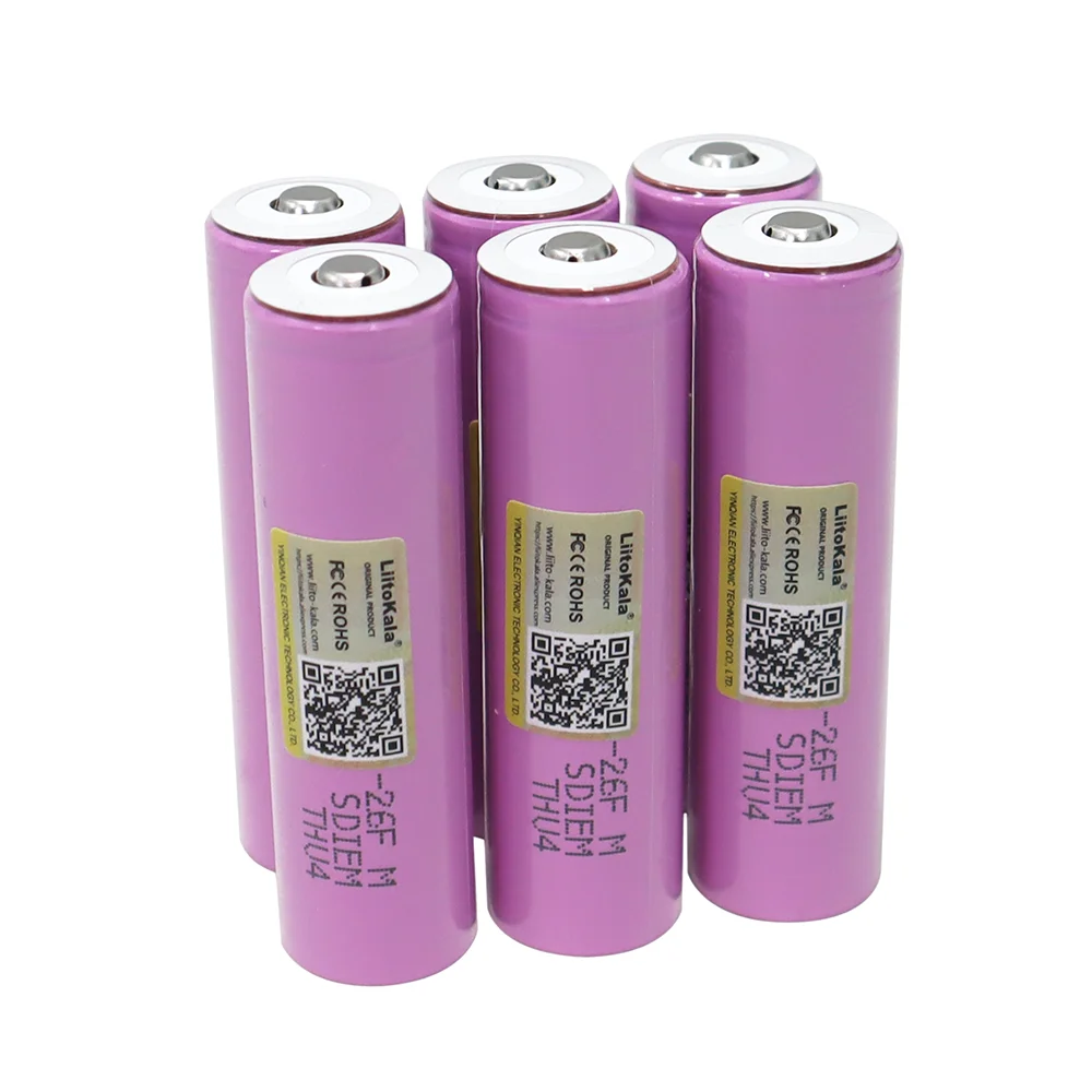 LiitoKala 3,7 V 2600 mAh 18650 bateria ICR18650-26FM akumulatory litowo-jonowe do latarki + spiczasta końcówka (bez płytki drukowanej)