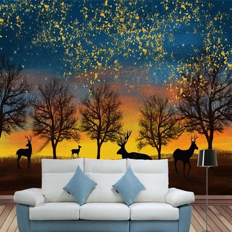 Modern Style Hand-painted Forest Wallpaper Custom Photo Mural Wall Art Decor 3D Building Supplies Home Improvement Background