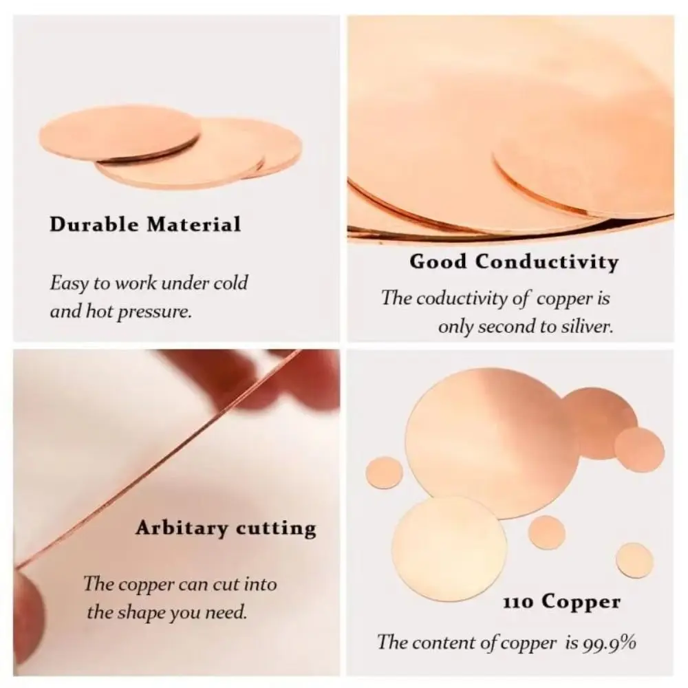 Electrical Repairs Diameter 30-80mm Pure Copper Sheet Thickness 0.5-3mm Circular T2 Copper Disc Copper Sheet