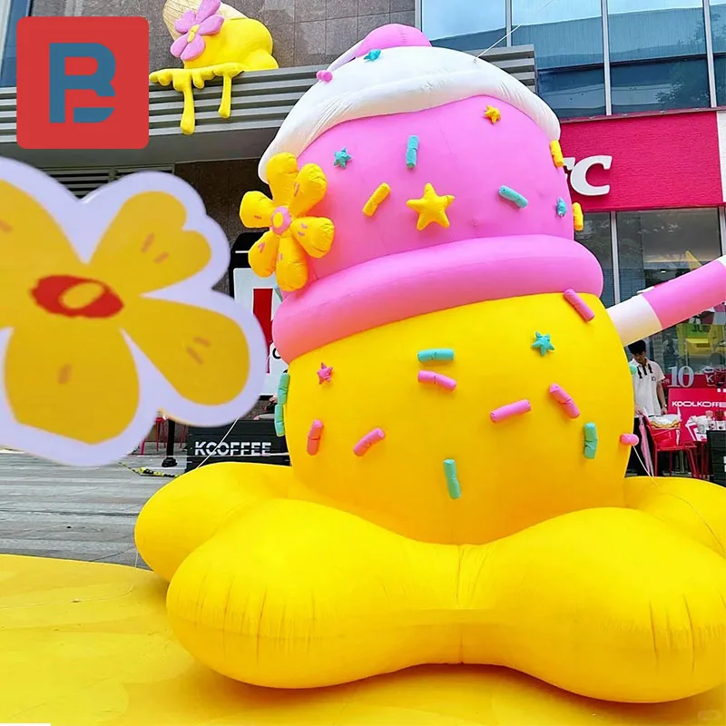 Inflatable ice cream cone model semi-melted state summer beach music festival stage bar nightclub lighting props