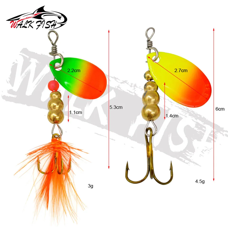 WALK FISH Fishing Lure Hand Shake Rotation Sequins 3g 4.5g Spin Bait Metal Artificial Lures Mandarin Bass Spinner Compound Baits