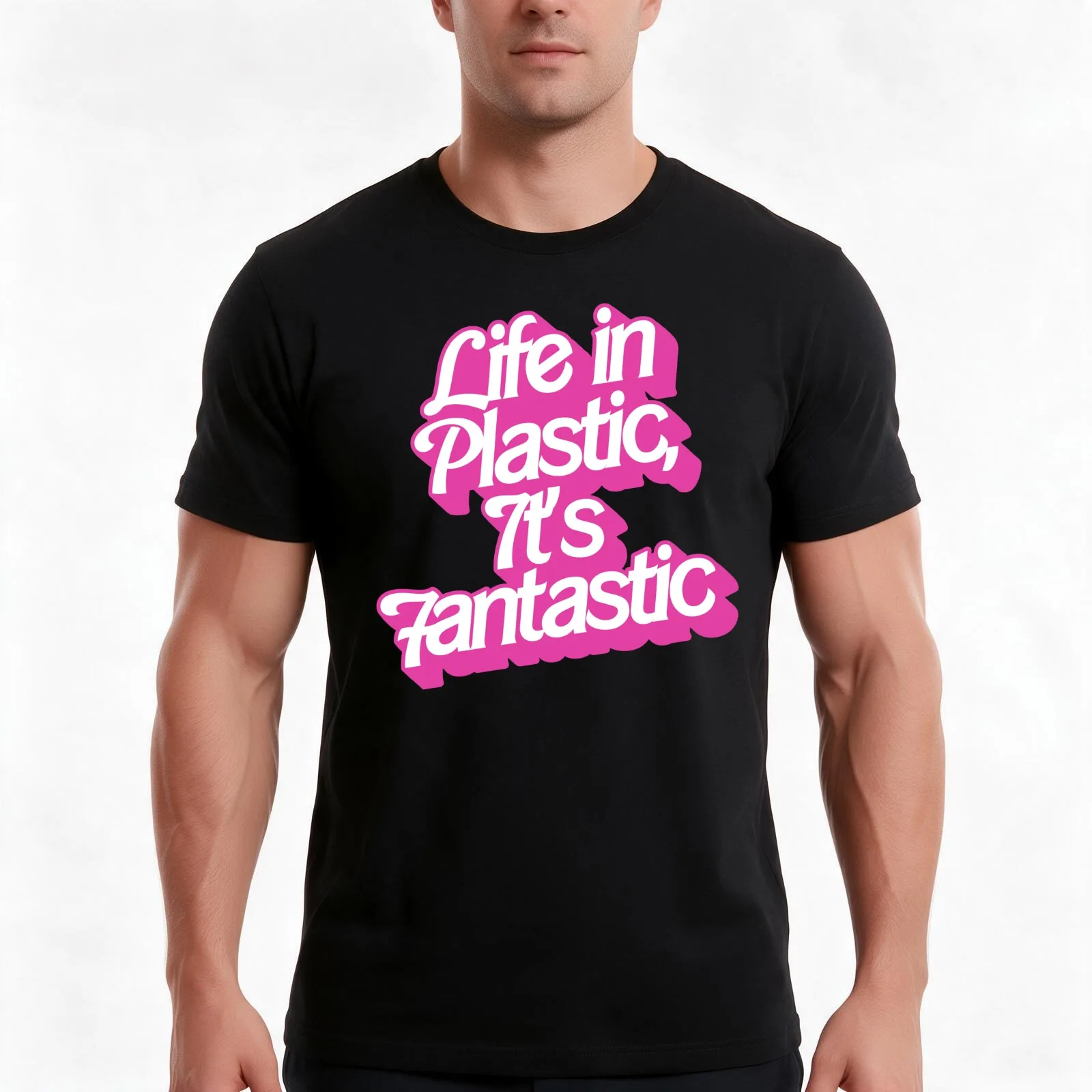Life In Plastic It's Fantastic T-Shirt Summer Casual Cotton Tee Oversized Streetwear Tops Vintage Graphic Print 100% Cotton