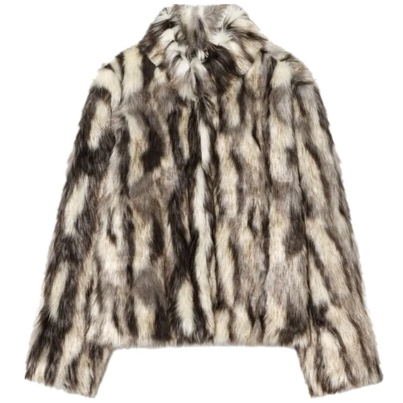 خريف شتاء جديد المرأة تصميم تحسس الفراء الاصطناعي تأثير معطف Jaet 436004 الدفء Sli ملابس خارجية السيدات Faion