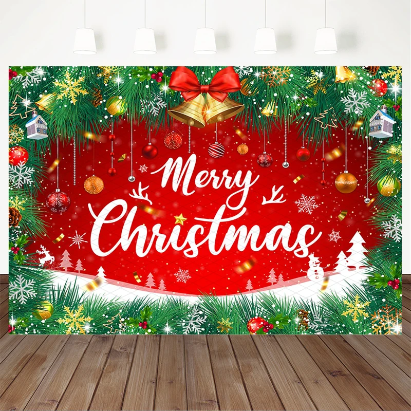 Mocsicka Merry Christmas Red Photo Backdrop Xmas Snowflake Decor Background Newborn Kid Portrait Family Party Studio Photography