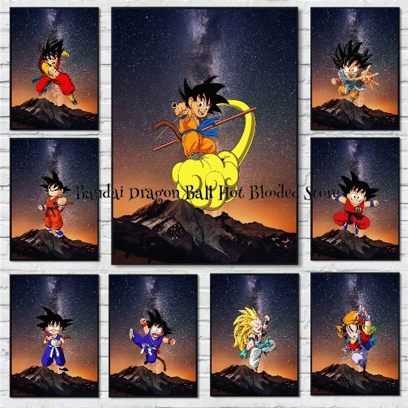 

Canvas Painting Japan Bandai Anime Figures Goku Art Print Dragon Ball Pictures Classic Home Decor Bedroom HD Posters for Wall