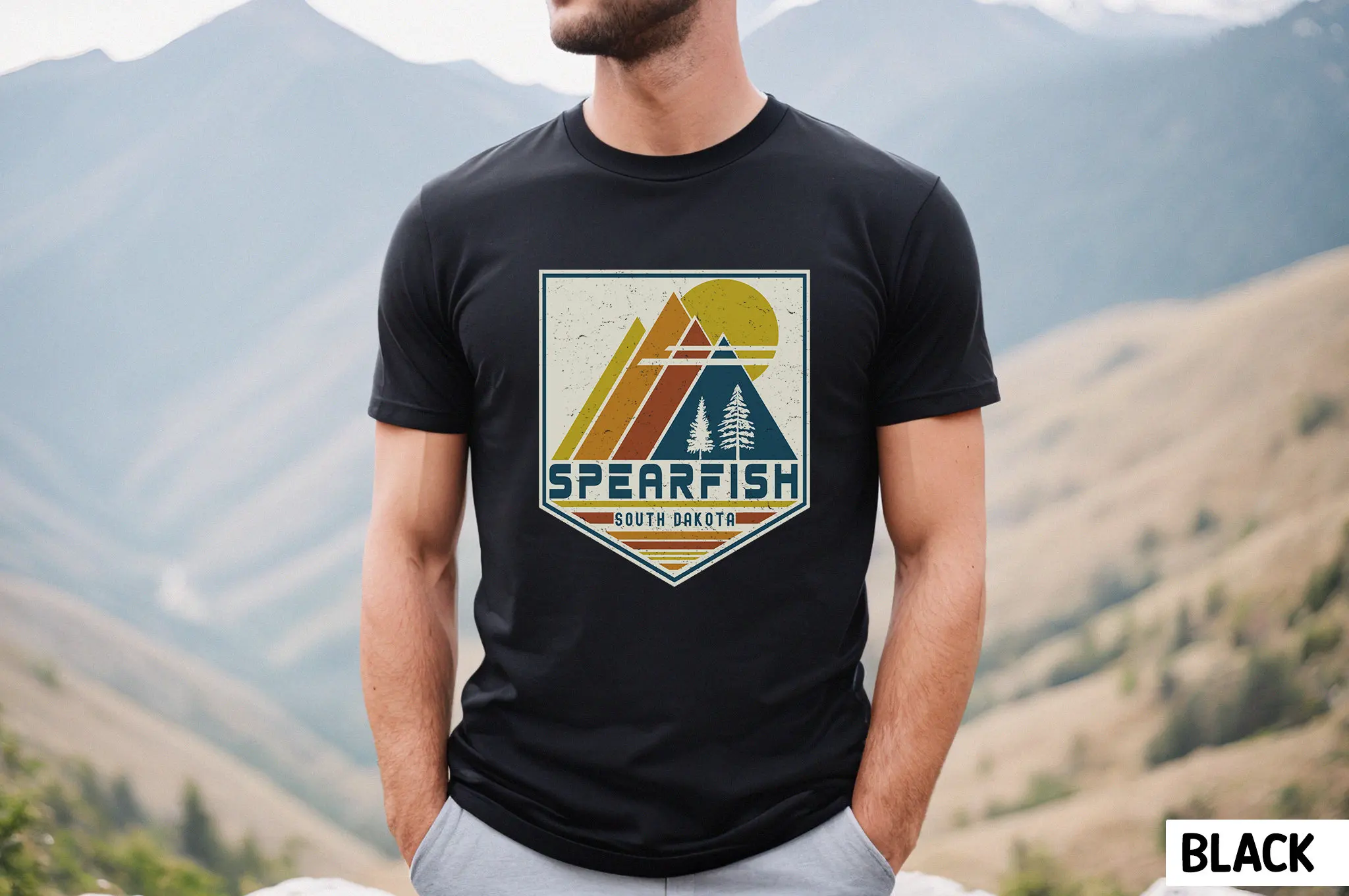 Spearfish T Shirt South Dakota Souvenir Travel Matching Family Retro Ski