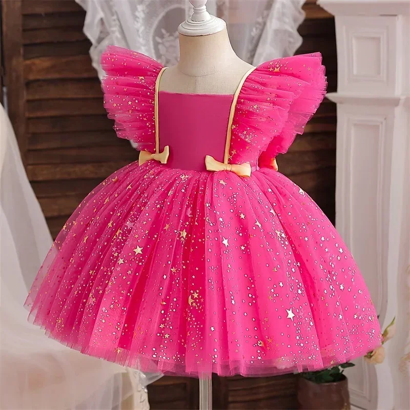 1-5Y Infant Baby Dress 1st Birthday Baptism Dresses for Girls Kid Elegant Wedding Party Princess Dress Tulle Toddler Girl Clothe