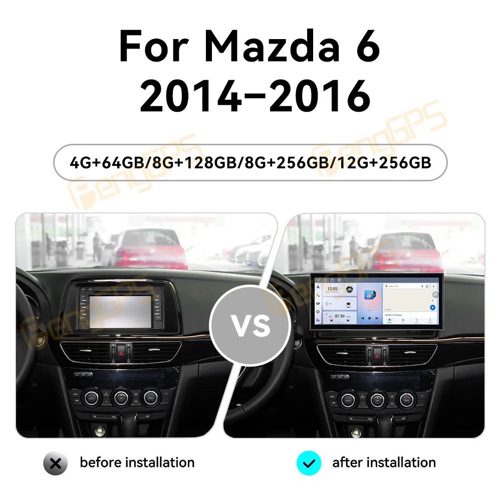 15.8 Inch Android 15 CarPlay Car Radio For Mazda 6 2014-2016 Touch Screen Multimedia Player GPS Navigation Head Unit DSP Auto