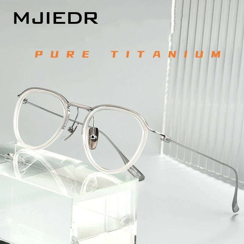 MJIEDR Fashion Designer Pure Titanium Glasses Women Luxury Decorative Retro Optical Prescription Eyeglasses Frame Men DTX131