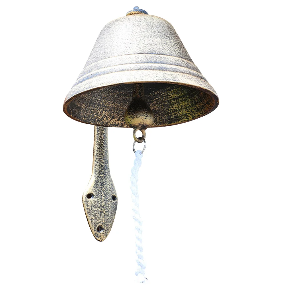 

Retro Wall Bell Vintage Iron Doorbell Ornament Brown Rustic Porch Yard Decoration Metal Shaking Hanging Doorbell Pendant