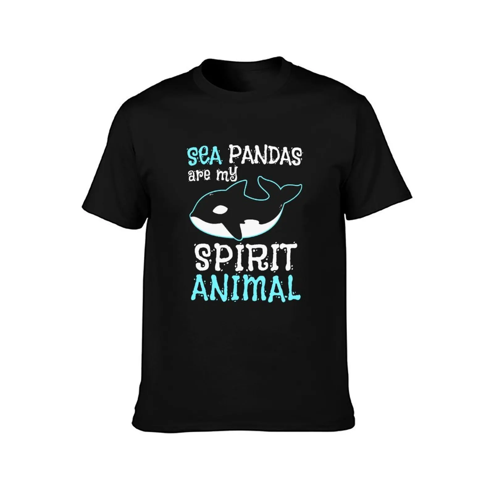 Killer Orca Whale Sea Pandas Are My Spirit Animal T-Shirt, Summer Casual Cotton Tee, Oversized Streetwear Tops, Unisex Men Women