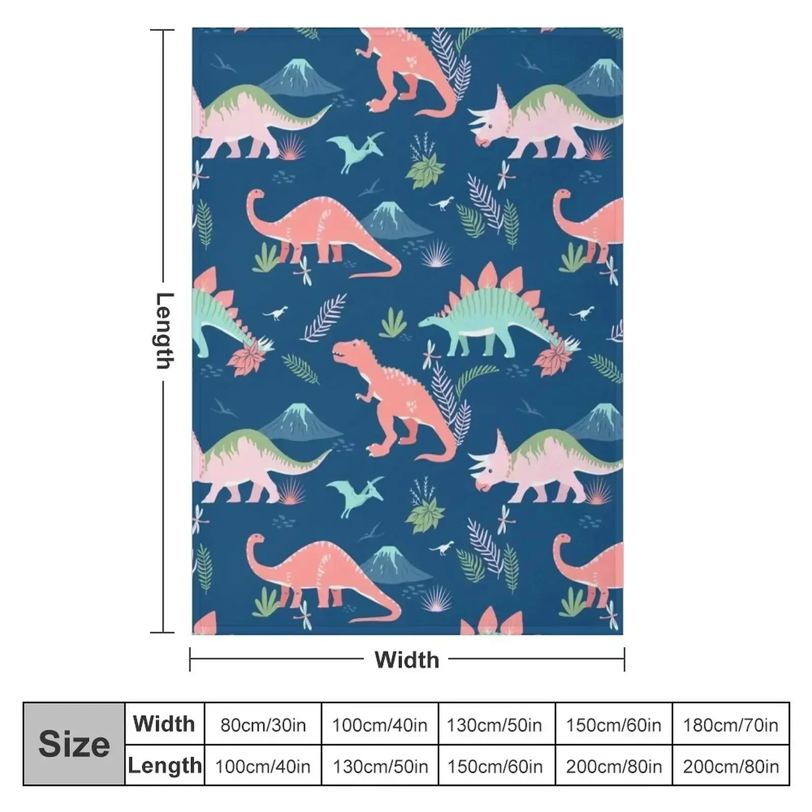 Jurassic Dinosaur in Blue + Coral Throw Blanket couch cozy soft plush fuzzy picnic outdoor blanket