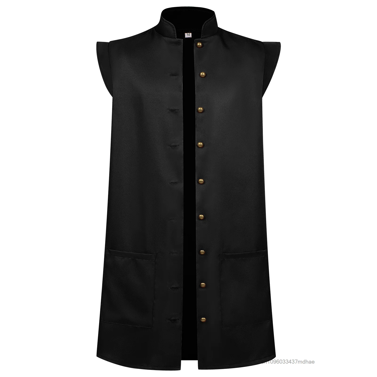 Unisex Vintage Pirate Cosplay Button Down Vest Renaissance Long Waistcoat Medieval Role-playing Party Stage Performance Outfits