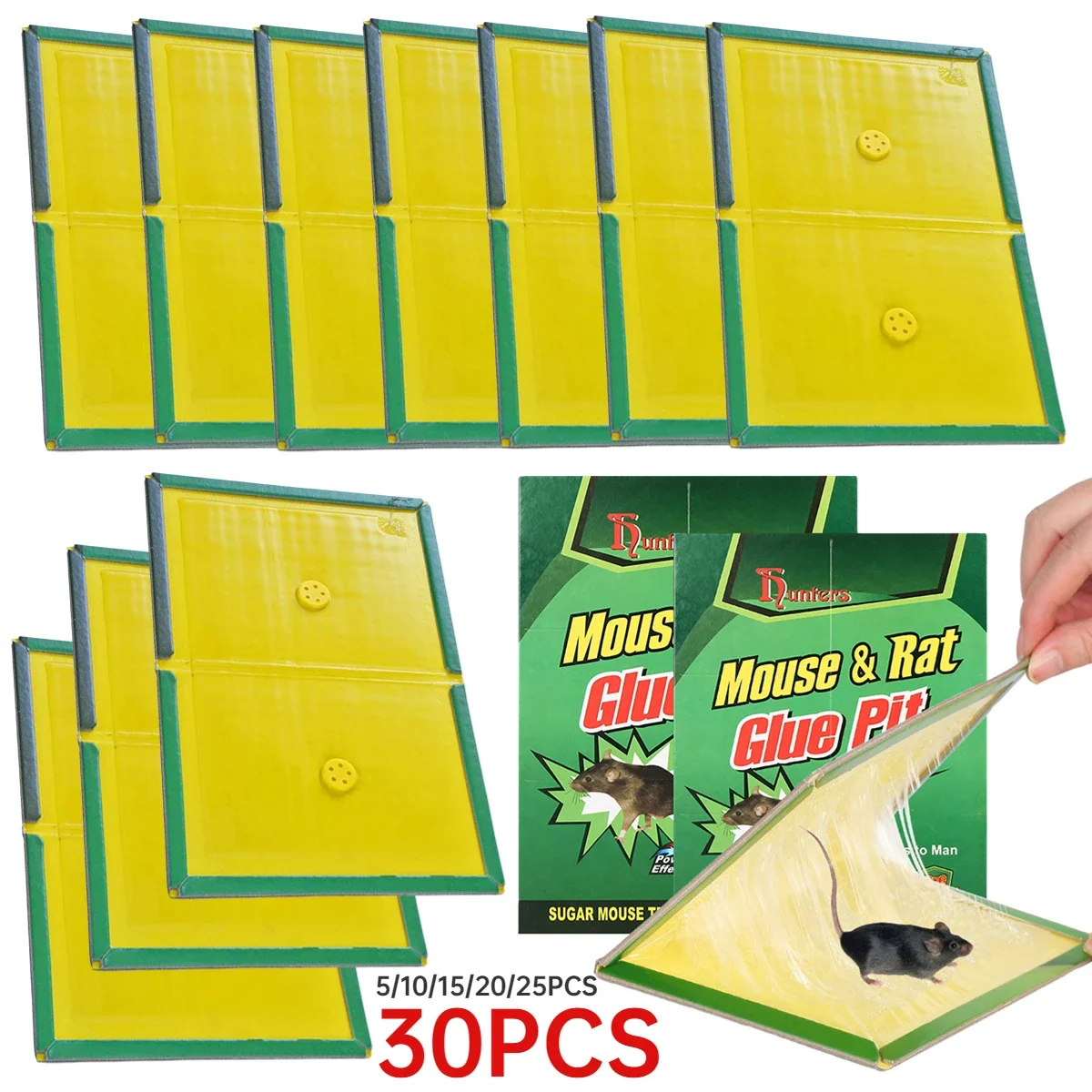 30-5 pièces Pièges à colle pour souris très efficaces, pièges collants pour rats, insectes, serpents, attrape-insectes, contrôle des nuisibles, pièges à souris