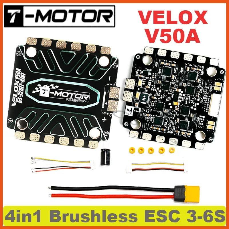 T-Motor VELOX V50A 50A 32Bit BLHELI32 4in1 Brushless ESC 3-6S LIPO W/TMOTOR T4 02 ESC Firmware 30.5x30.5mm for FPV Racing Drone