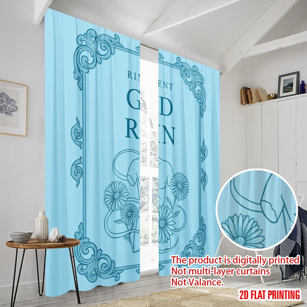 2 قطعة 2D الطباعة المسطحة ستائر الحفلات رينا كينت الله الخراب 100% نسيج البوليستر دون الكهرباء عطلة زينة الكمال #5