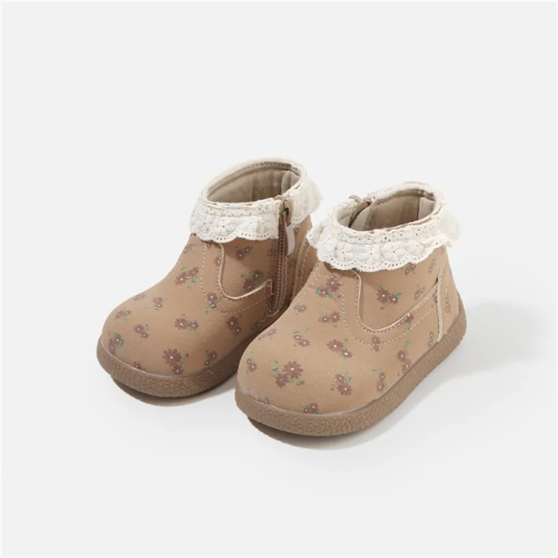 2025 جديد الخريف أحذية أطفال جلدية أزهار لطيفة الدانتيل الأميرة الفتيات أحذية أطفال حذاء من الجلد موضة طفل رضيع الأحذية الاتحاد الأوروبي 16-26