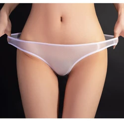 Bragas de cintura baja para mujer, ropa interior transparente brillante, Sexy, con horquilla alta, elástica, ultrafina, Bikini