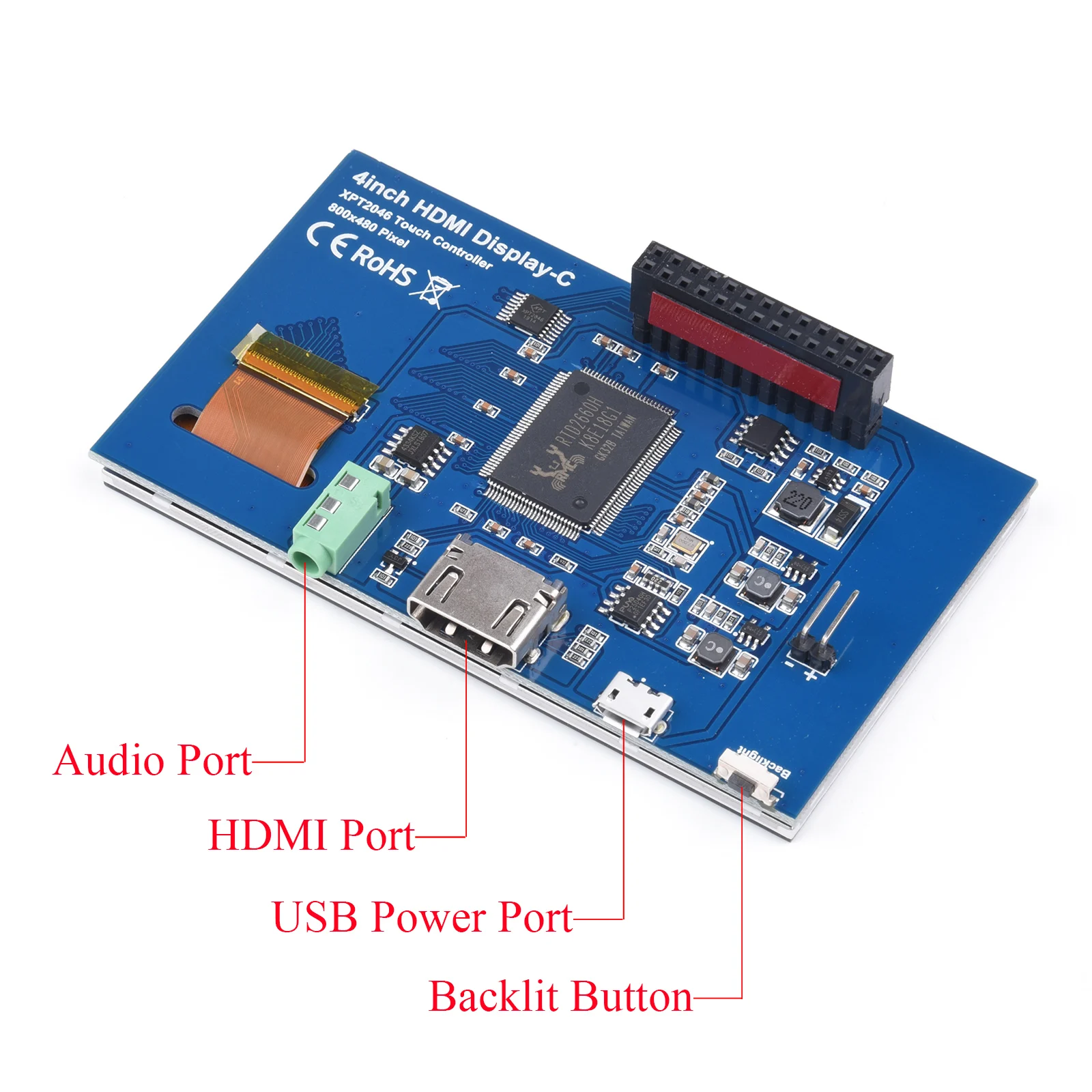 Touchscreen da 4 pollici 800*480 Display compatibile HDMI Touchscreen LCD TFT IPS per Raspberry Pi 5 4B / 3B + /3B / Zore W