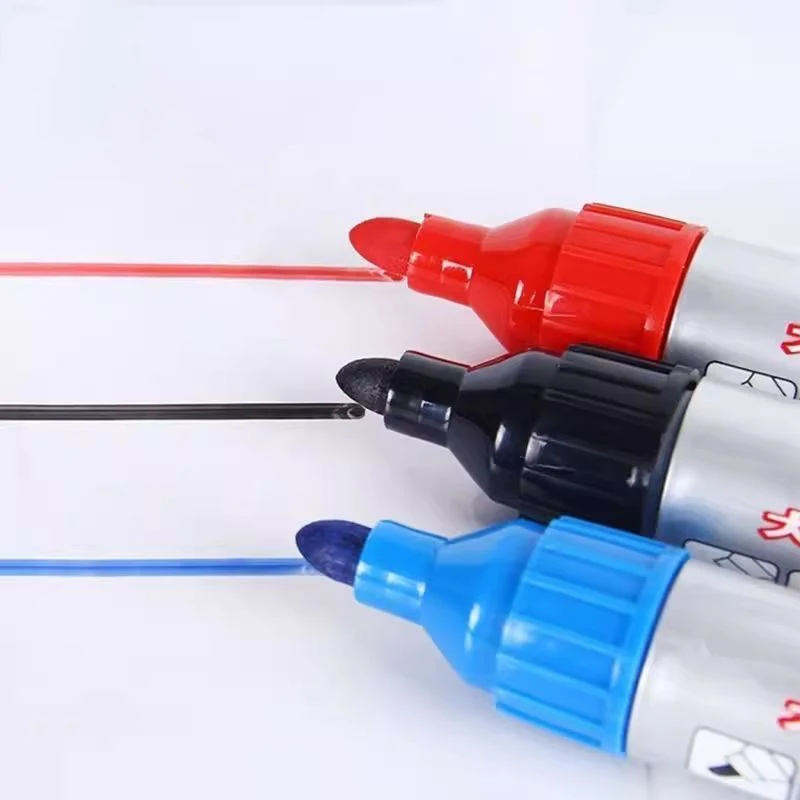 Refillable Whiteboard Markers Set - 6mm Jumbo Fiber Tip, Black/Red/Blue, Low-Odor Ink for Classroom & Office (High-Capacity）