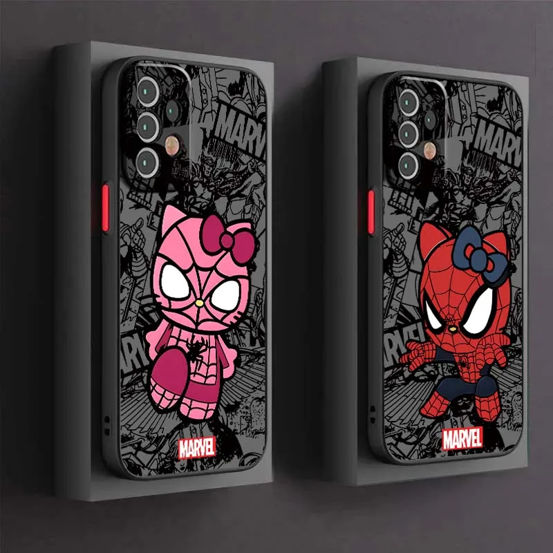 

Marvel Art Spider Man For Samsung A73 A72 A71 A55 A54 A53 A52 A51 A35 A25 A15 A14 5G Frosted Translucent Phone Case