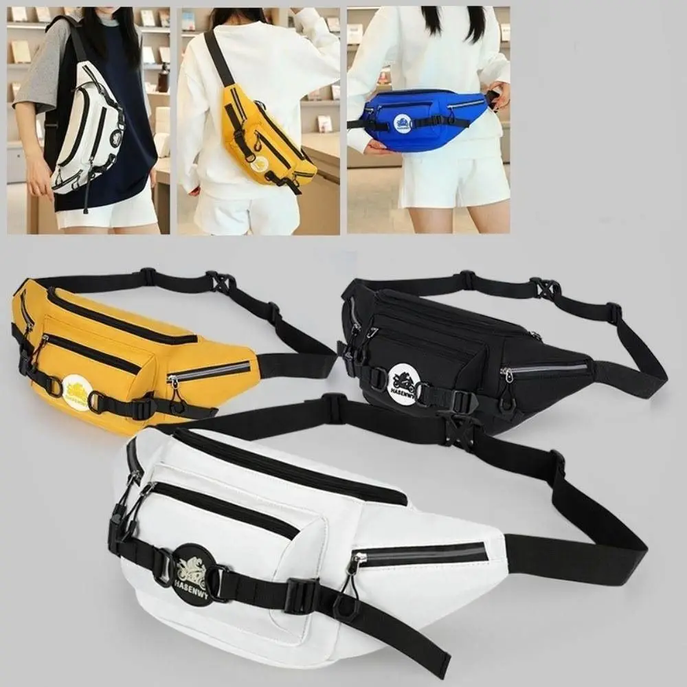 Riñonera de estilo japonés con tira reflectante, bolso de pecho con múltiples bolsillos para mujer, riñonera impermeable, bolso cruzado deportivo
