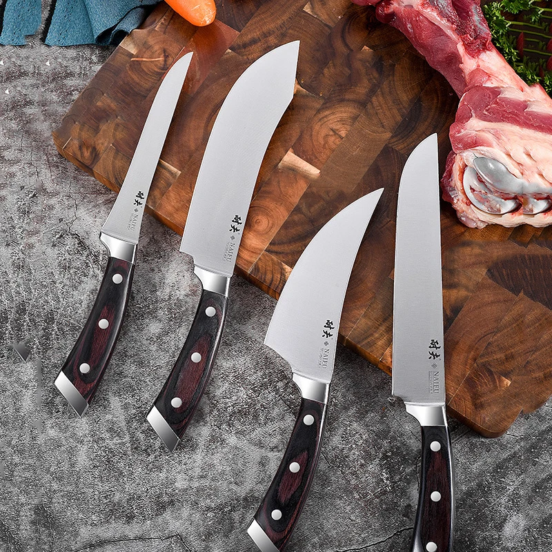 50Cr15Mov Stainless Steel Kitchen Knife Chef's Boning Butcher Knives Set Fish Beef Slicing Meat Cleaver with Sheath