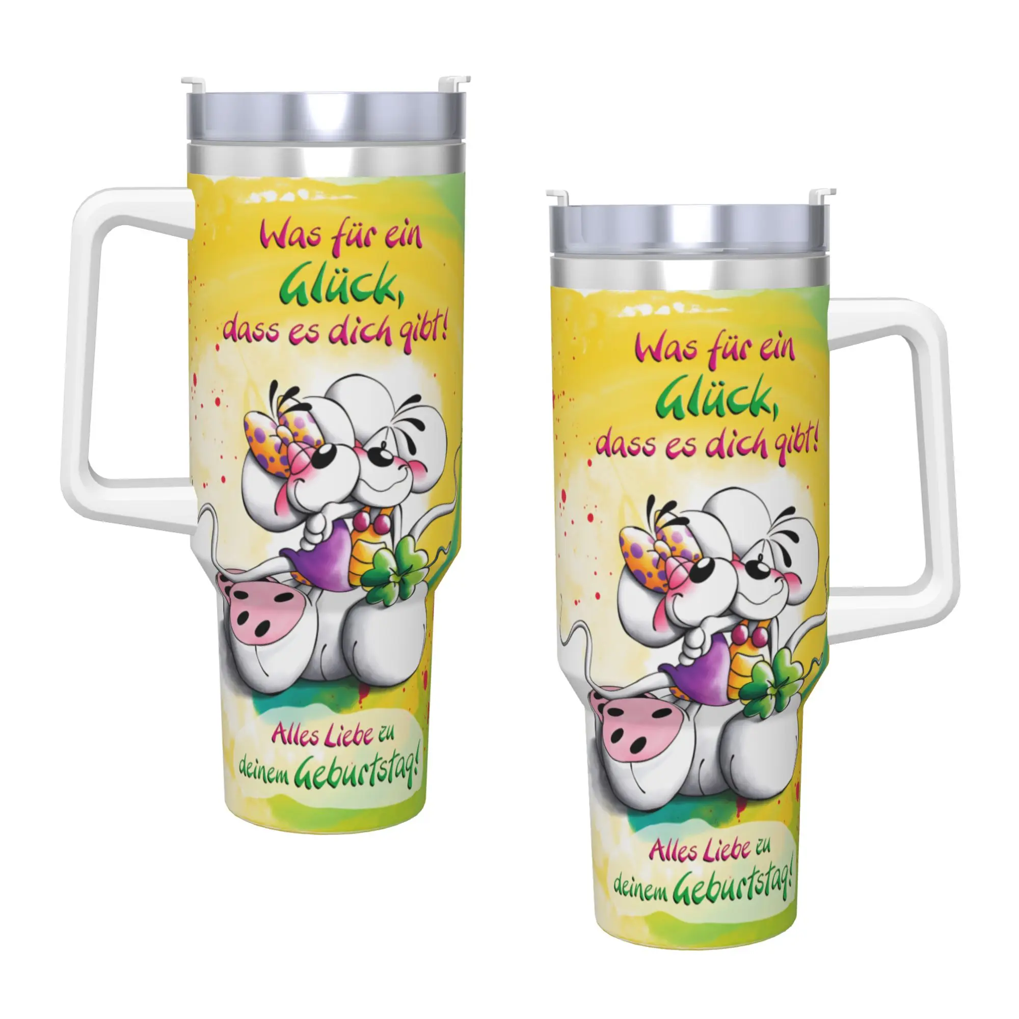 Diddl Cartoon Sleep  Stainless Steel Tumbler  Travel Thermal Mug With Straws and Lid 40oz Mugs Cup Cold and Hot Water Bottle