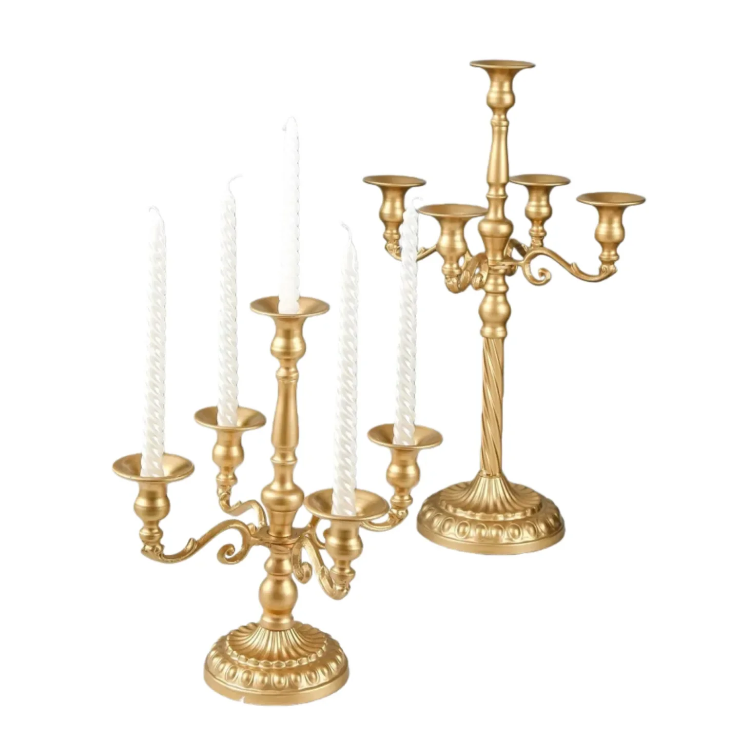 European retro threaded rod multi-head candle holder gold wrought iron tall candle holder wedding table