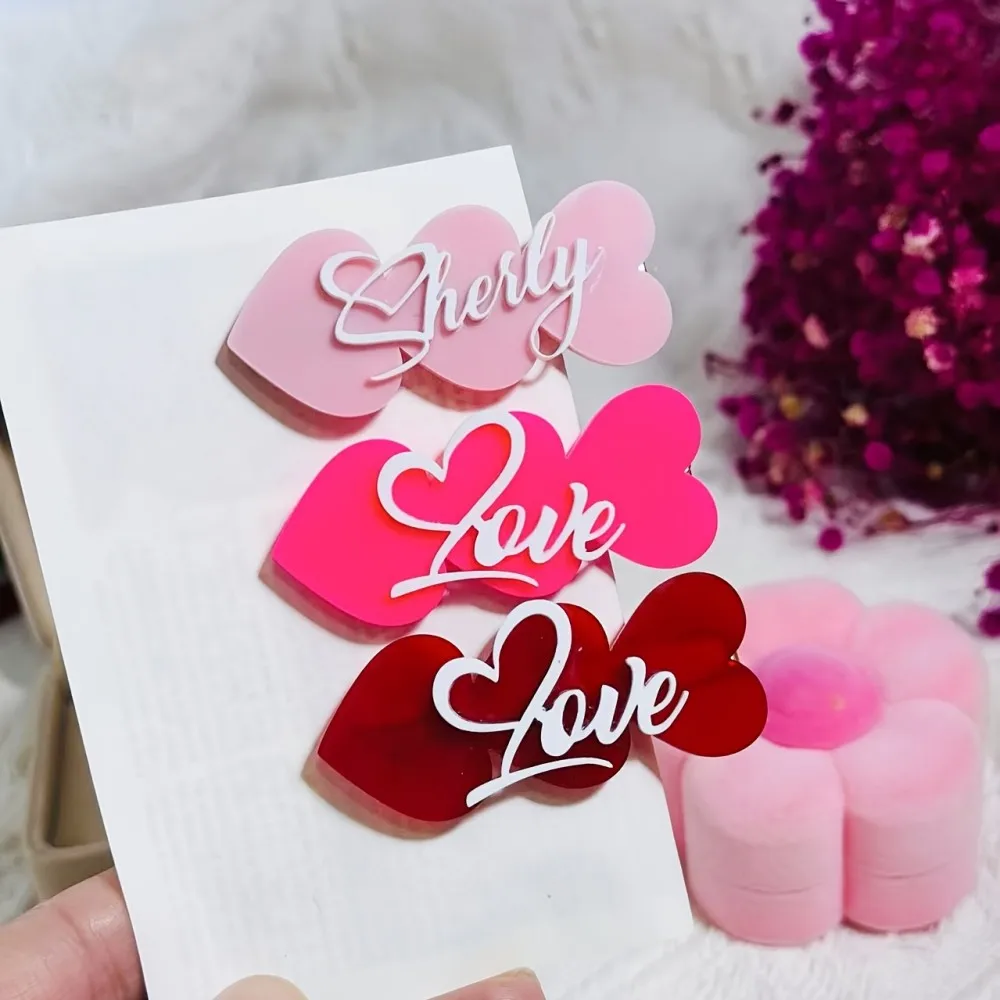 تخصيص اسم عيد الحب القلب مقاطع الشعر متعدد الألوان القلب بريق الترتر القلب دبابيس الشعر حفل زفاف إكسسوارات الشعر