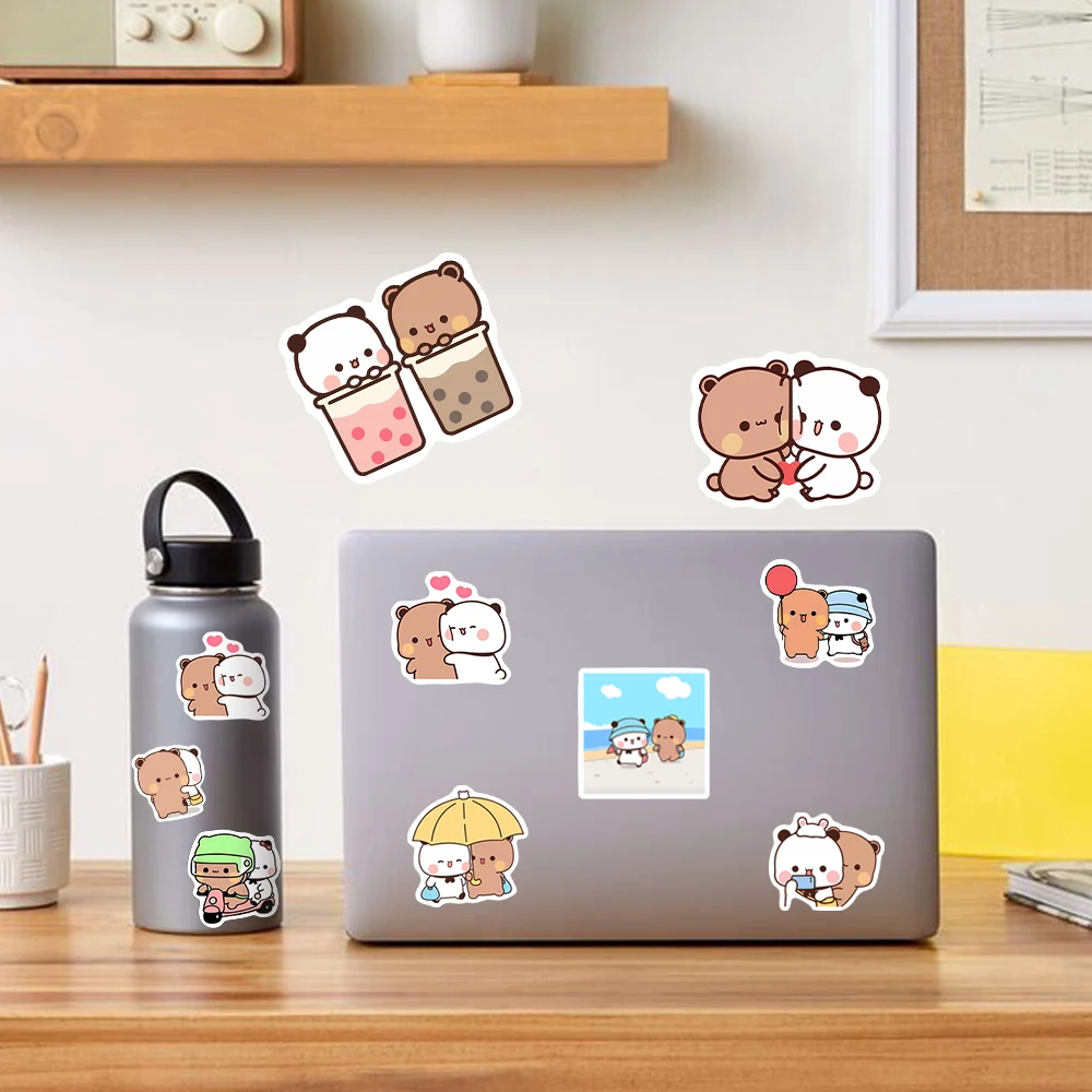 Kawaii Bubu and Dudu Stickers Cute Bear Couple DIY Kids Toy Gifts Decorative Decal for Phone Laptop Bottles Scrapbook Waterproof