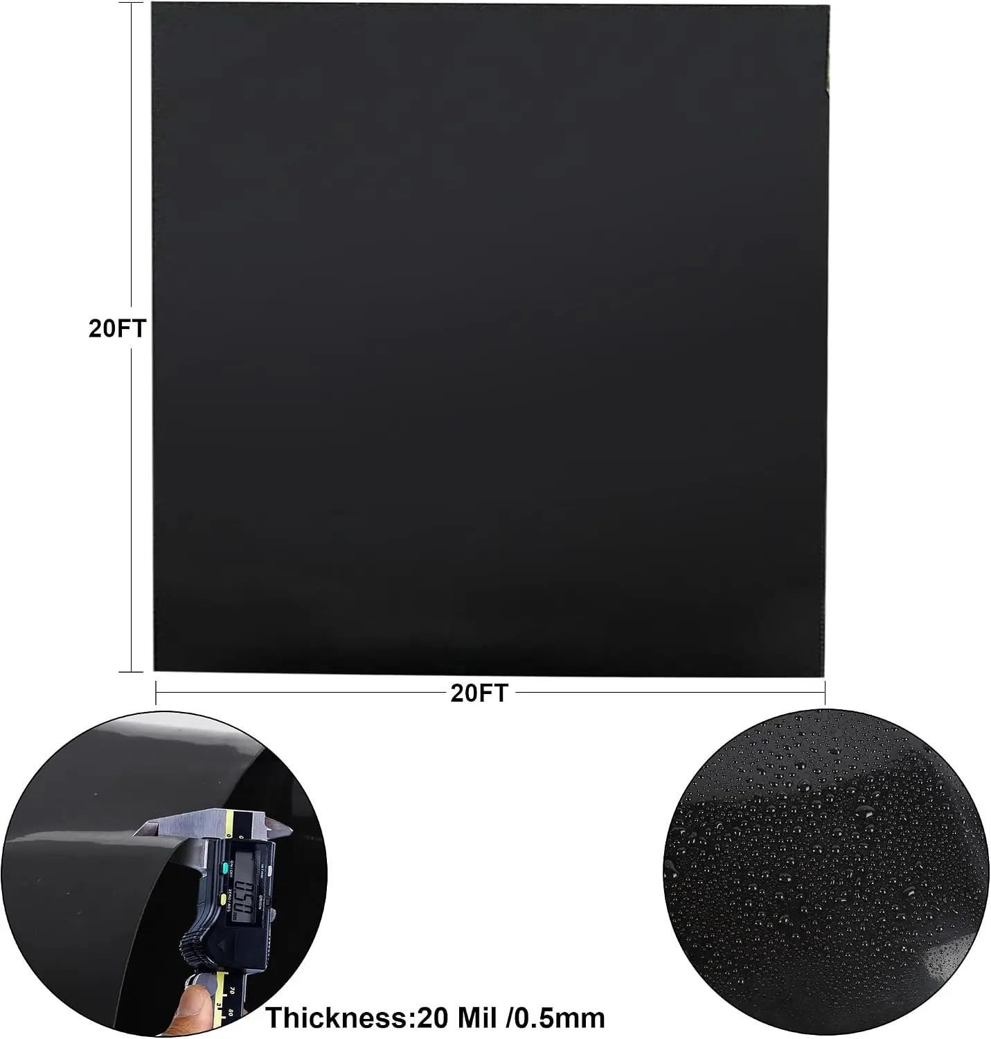 20X20 Ft Pond Liner 20 Mil Fish Pond HDPE Outdoor Koi Garden Fountain Waterfall