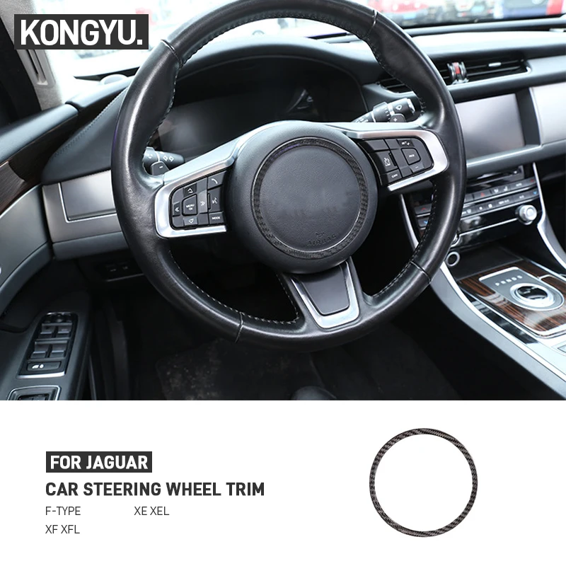 

For Jaguar F-Type XF XFL XE XEL Real Carbon Fiber Car Steering Wheel Trim Ring Cover Sticker Interior Decoration Accessories