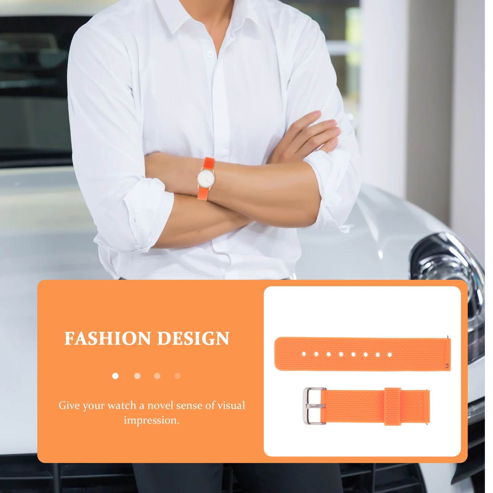 

22Mm Adjustable Eco-Friendly Silicone Watchband For Fitness Watchband Replacement Orange Comfortable Wristband For Sports