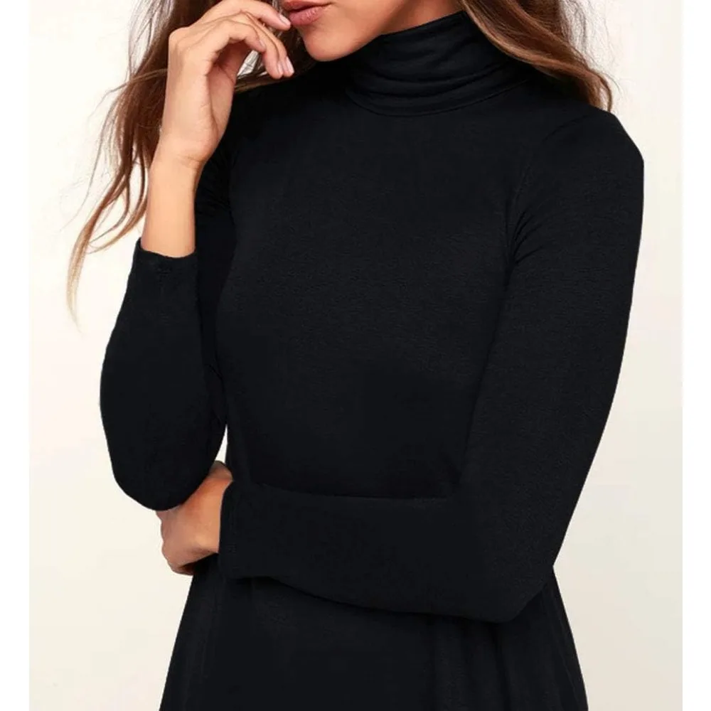 KEEDONE Women's Long Sleeve Turtleneck Casual Loose T-Shirt Dresses