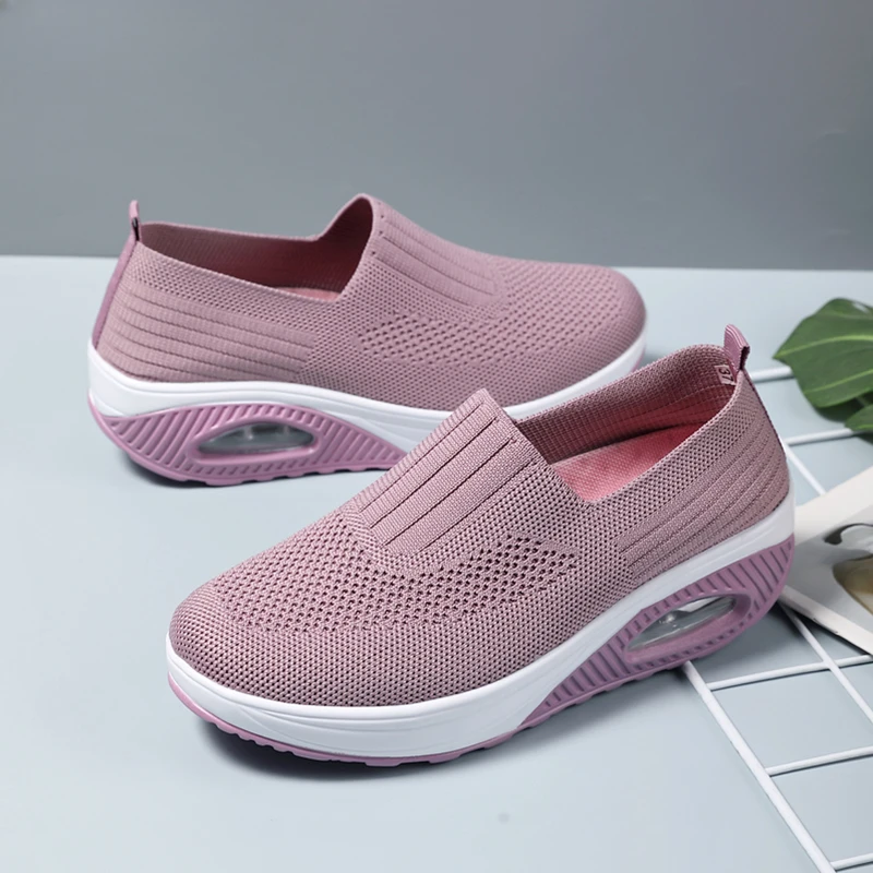 Women Walking Shoes Air Cushion Non Slip Orthopedic Shoes Ladies Platform Mules Breathable Wedge Female Sneakers