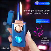 Intelligent voice controlled induction ignition lighter, inflatable dual flame windproof cigarette lighter