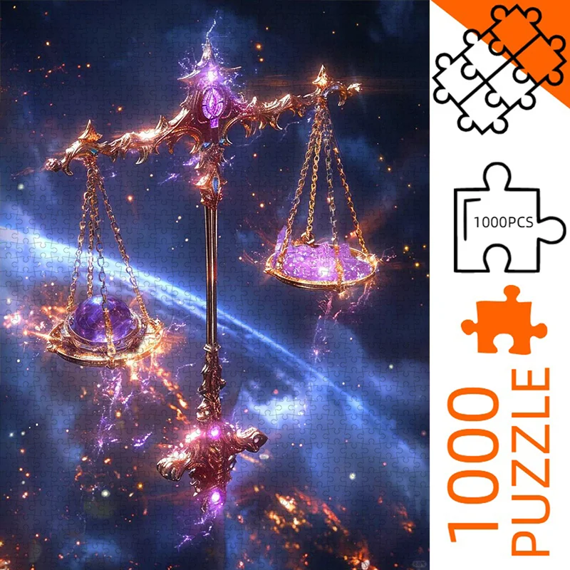 1000pcs Puzzle, DIY Paper Jigsaw, Libra Zodiac Sign, Cosmic Sky, Constellation Elements Adult Puzzle, Suitable for Home Leisur